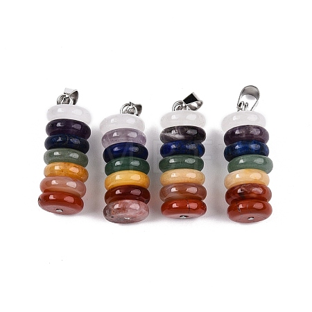 Chakra Theme Natural Amethyst & Topaz Jade & Red Agate & Quartz Crystal & Red Jasper & Lapis Lazuli & Green Aventurine Pendants G-N344-06A-1