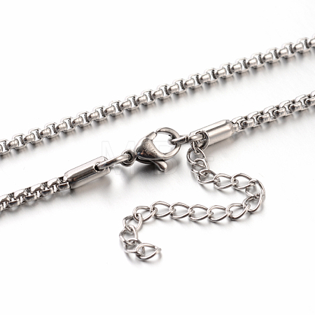 Tarnish Resistant 304 Stainless Steel Box Chain Necklaces STAS-M174-001-C-1