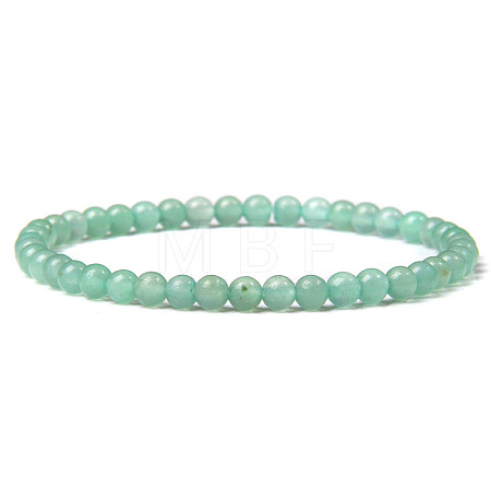 4mm Round Natural Dyed Green Aventurine Beads Bracelet for Men KG3069-3-1