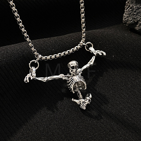 Punk Style Skeleton Skull Alloy Pendant Necklaces WH-WGF5A97-01-1