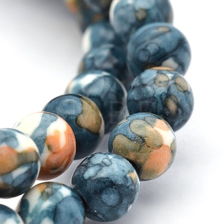 Synthetic Ocean White Jade Round Bead Strands X-G-M165-10mm-15-1