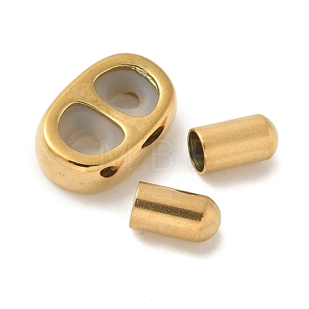 304 Stainless Steel Slider Beads and Cord End Caps STAS-P224-03G-1