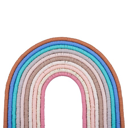 10 Strands 10 Colors Flat Round Handmade Polymer Clay Beads CLAY-SZ0002-04A-1