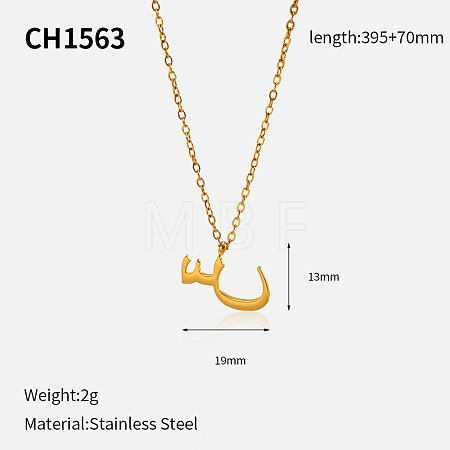 304 Stainless Steel Arabic Initial Letter Pendant Necklaces FS-WG7B6CA-13-1