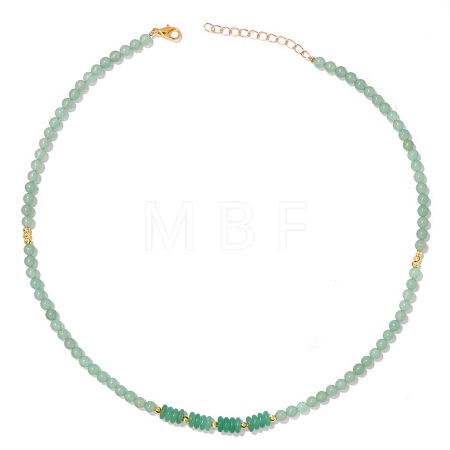 Adjustable 4MM Round Natural Green Aventurine Graduated Beaded Necklaces with Heishi Beads for Women Elegant Fashion Jewelry Gift RG0808-4-1