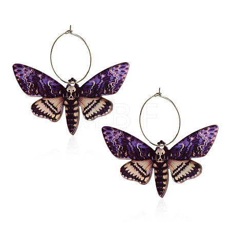 Butterfly Alloy Acrylic Hoop Earrings FS-WG09DCE-03-1