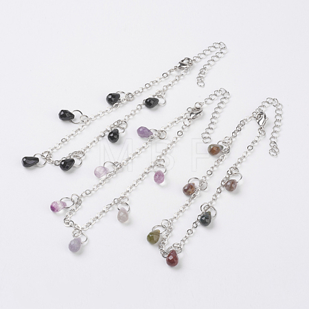 Faceted Natural Gemstone Anklets AJEW-AN00222-1