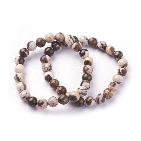 Natural Zebra Jasper Beads Stretch Bracelets BJEW-F380-01-B04-1
