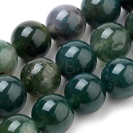 Natural Moss Agate Beads Strands G-I199-06-8mm-1