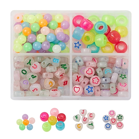 4 Style Luminous Acrylic & Plastic Beads LACR-YW0001-03-1