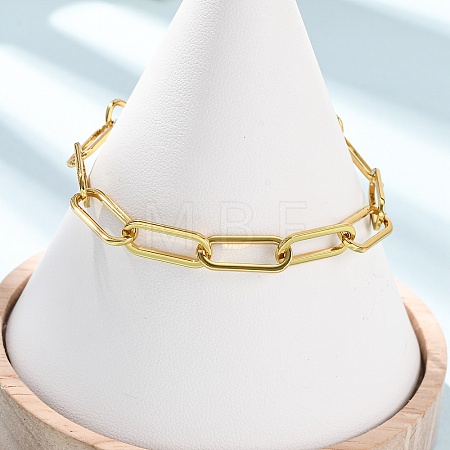 304 Stainless Steel Paperclip Chain Bracelets for Women BJEW-F536-22G-1
