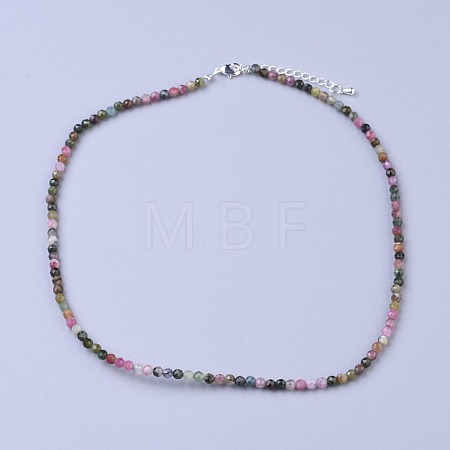 Natural Multicolor Tourmaline Beaded Necklaces NJEW-K114-B-A15-1