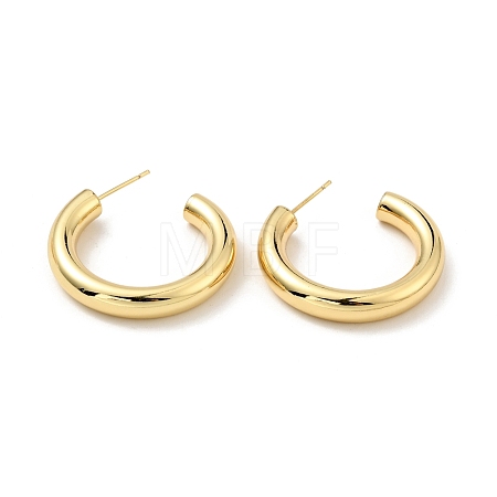 Brass Chunky C-shape Stud Earrings EJEW-G297-03B-G-1