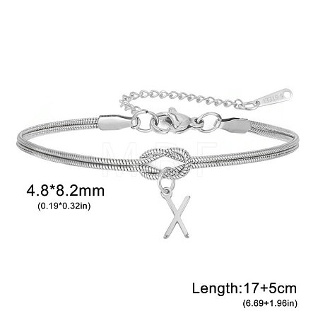 304 Stainless Steel Initial Charm Bracelets FS-WGD8E41-01-1