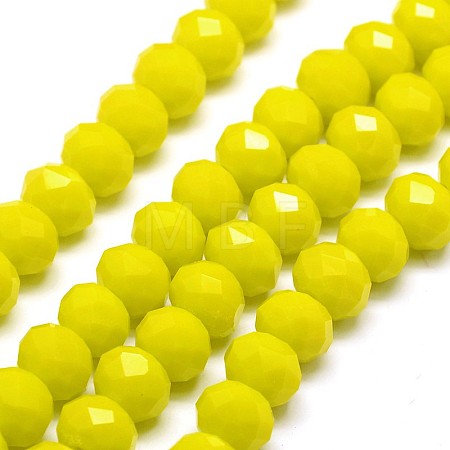 1 Strand Opaque Solid Yellow Color Faceted Crystal Glass Rondelle Beads Strands X-EGLA-F049A-06-1