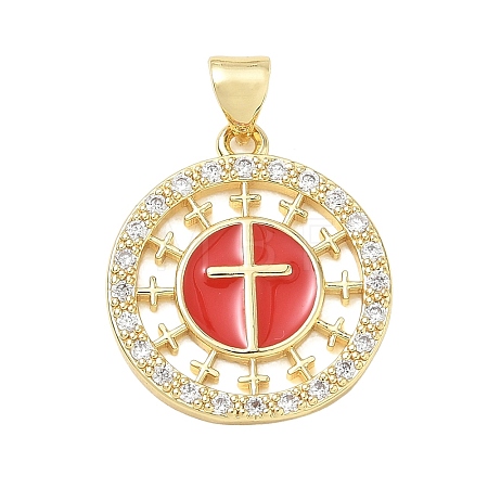 Religion Cross Brass Micro Pave Clear Cubic Zirconia Pendants CU-CBA83A6-03E-G03-1