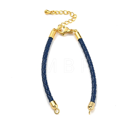Leather Braided Cord Link Bracelets MAK-K022-01G-05-1