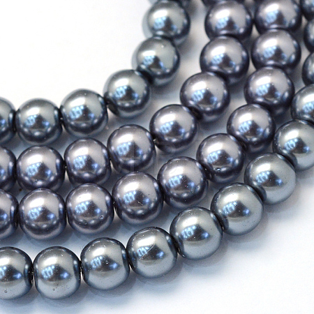 Baking Paint Pearlized Glass Pearl Round Bead Strands HY-Q003-4mm-12-1