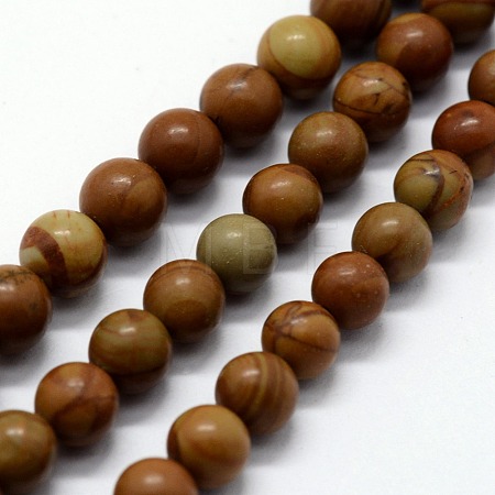 Natural Wood Lace Stone Wooden Jasper Beads Strands G-I199-17-12mm-1