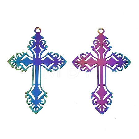 Ion Plating(IP) 201 Stainless Steel Filigree Pendants STAS-S118-033-1