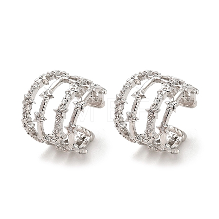 Star Brass Cuff Earrings EJEW-L270-004P-1