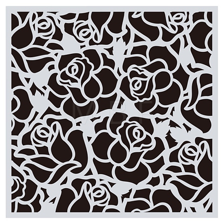 Flower Pattern Eco-Friendly PET Plastic Hollow Painting Silhouette Stencil DRAW-PW0008-02L-1