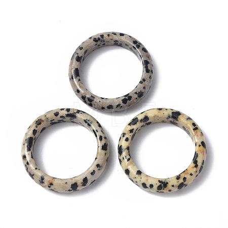 Natural Dalmatian Jasper Plain Band Ring RJEW-P044-01B-04-1