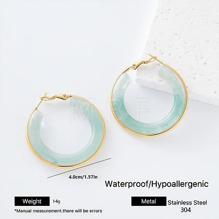 304 Stainless Steel Resin Hoop Earrings for Women KT0951-1-1