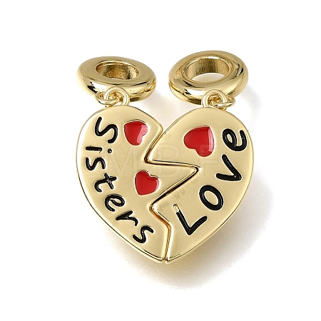 Brass Enamel European Dangle Charms KK-E802-07G-1