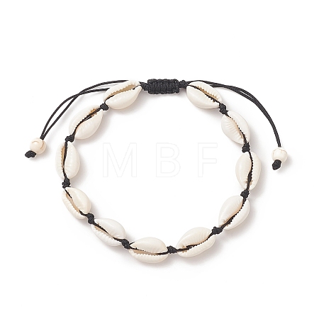 Natural Cowrie Shell Braided Beaded Anklets AJEW-AN00516-02-1