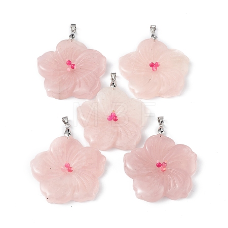Natural Rose Quartz Big Pendants G-B040-01P-11-1