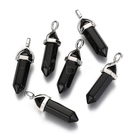 Natural Black Obsidian Double Terminated Pointed Pendants G-F295-04K-1