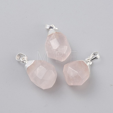 Natural Rose Quartz Pendants G-G845-07S-11-1