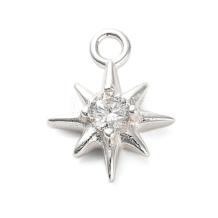 925 Sterling Silver Clear Cubic Zirconia 8-Pointed Star Charms STER-U009-06S-1