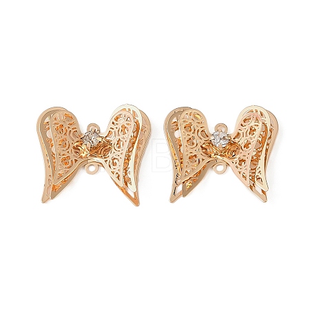 Brass Crystal Rhinestone Filigree Connector Charms RB-CBA890A-01G-1