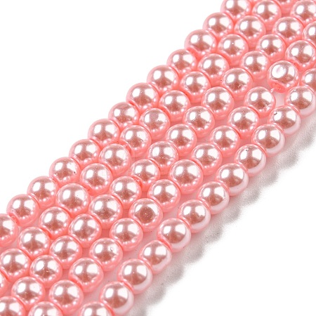 10 Strands Baking Paint Pearlized Glass Pearl Round Bead Strands HY-SZ0001-02A-01-1