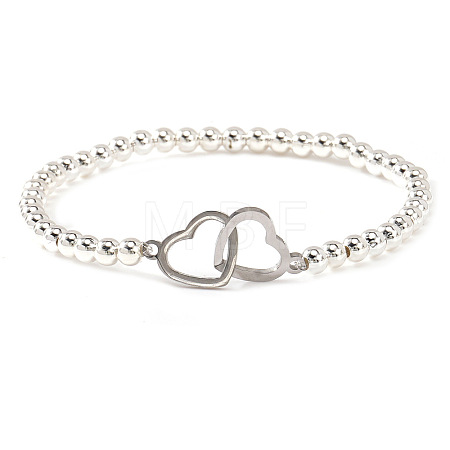 Interlocking Heart 304 Stainless Steel Link Bracelets ZF9724-6-1