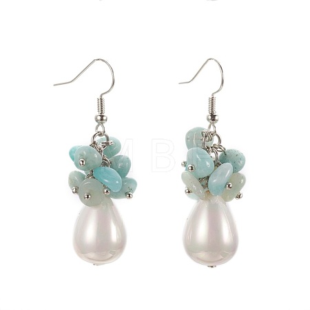 Natural Flower Amazonite Dangle Earrings EJEW-JE02823-03-1