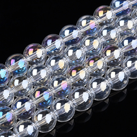 Electroplate Transparent Glass Beads Strands GLAA-T032-T6mm-AB13-1