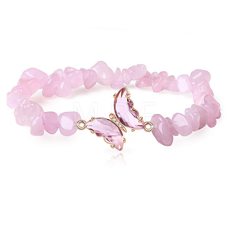 Fashionable Natural Rose Quartz Chips Beaded Bracelets TI6720-3-1
