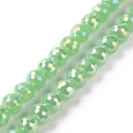 Electroplate Opaque Solid Color Glass Beads Strands GLAA-E036-10C-1