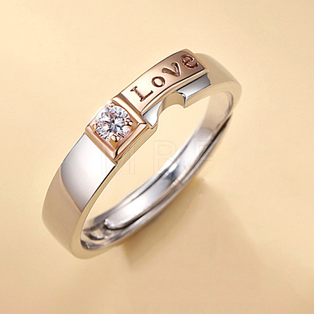 Brass Micro Pave Clear Cubic Zirconia Finger Rings FS-WG06E38-01-1
