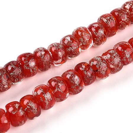 Luminous Handmade Gold Foil Glass Beads Strands FOIL-N029-02A-07-1