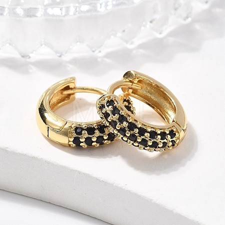 Brass Micro Pave Cubic Zirconia Huggie Hoop Earrings EJEW-R144-004A-NF-1