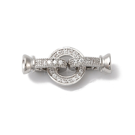 Rack Plating Brass Micro Pave Clear Cubic Zirconia Fold Over Clasps KK-A222-04C-P-1