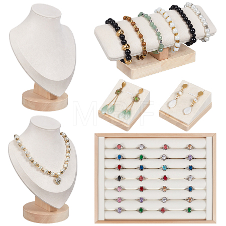 6Pcs 4 Styles VelvetJewelry Display Stand Sets NDIS-DR0001-03-1