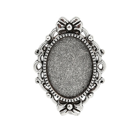 Vintage Adjustable Iron Finger Ring Components Alloy Cabochon Bezel Settings PALLOY-Q300-10AS-NR-1