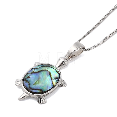 Rack Plating Natural Paua Shell Pendants Necklace NJEW-B104-01J-01P-1