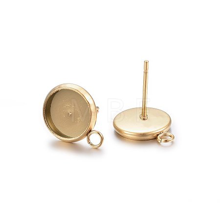Ion Plating(IP) 304 Stainless Steel Stud Earring Settings X-STAS-H467-08G-10mm-1
