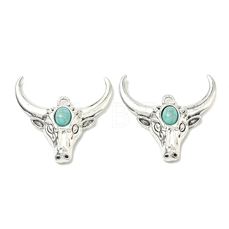 Bohemian Synthetic Turquoise Cattle Pendants FIND-Z112-01AS-05-1